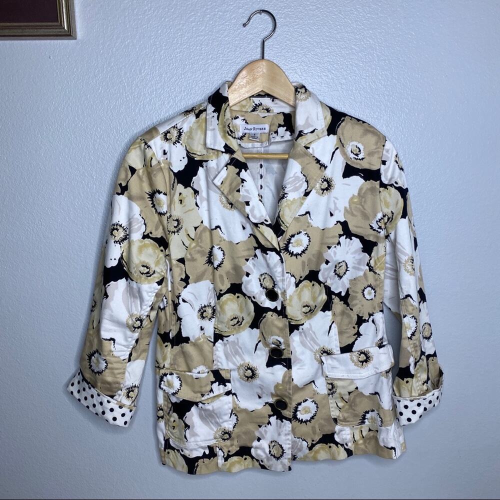 Joan Rivers Floral Beige/Black Jacket 8